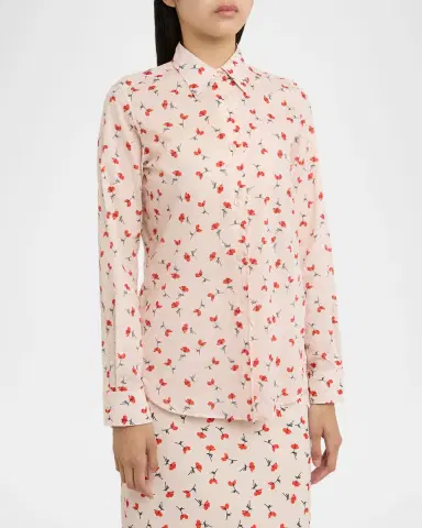Jil Sander Poppy Floral Cotton Button-Down Shirt | Thumbnail 4