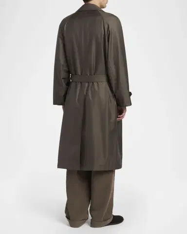Giorgio Armani Men's Silk and Nylon Belted Overcoat | Thumbnail 3 Giorgio Armani Men's Silk and Nylon Belted Overcoat | Thumbnail 3