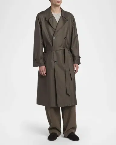 Giorgio Armani Men's Silk and Nylon Belted Overcoat | Thumbnail 4 Giorgio Armani Men's Silk and Nylon Belted Overcoat | Thumbnail 4