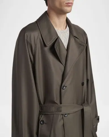 Giorgio Armani Men's Silk and Nylon Belted Overcoat | Thumbnail 5 Giorgio Armani Men's Silk and Nylon Belted Overcoat | Thumbnail 5