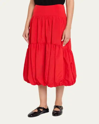 Cinq à Sept Blythe High-Waist Tiered Midi Skirt | Thumbnail 4