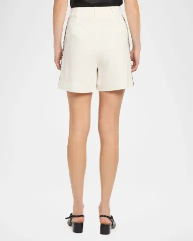 Cinq à Sept Lynn Tweed-Embellished Crepe Shorts | Thumbnail 2