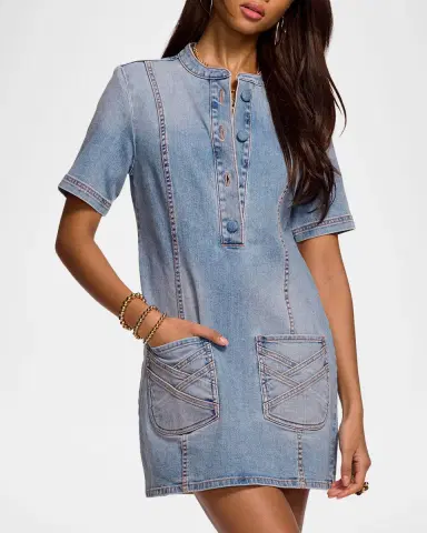 Ramy Brook Skylar Short-Sleeve Braided Denim Dress | Thumbnail 4 Ramy Brook Skylar Short-Sleeve Braided Denim Dress | Thumbnail 4