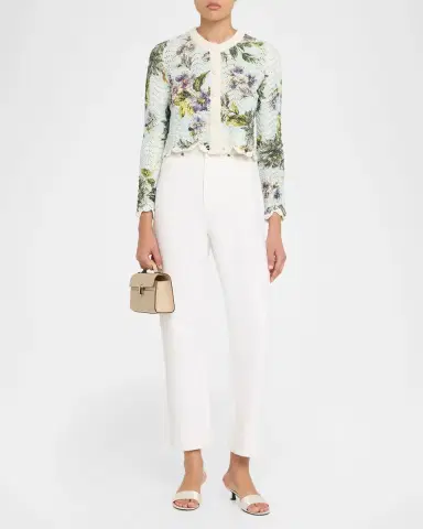 Cara Cara Jolene Floral Cotton Crochet Cropped Cardigan | Thumbnail 2