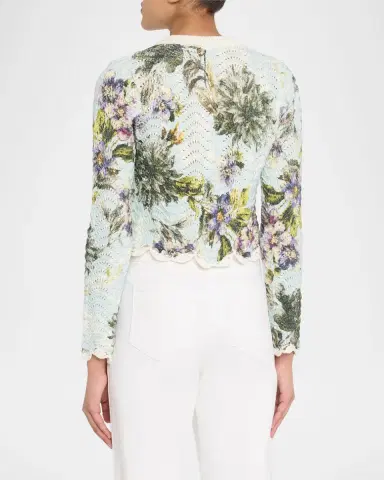 Cara Cara Jolene Floral Cotton Crochet Cropped Cardigan | Thumbnail 3