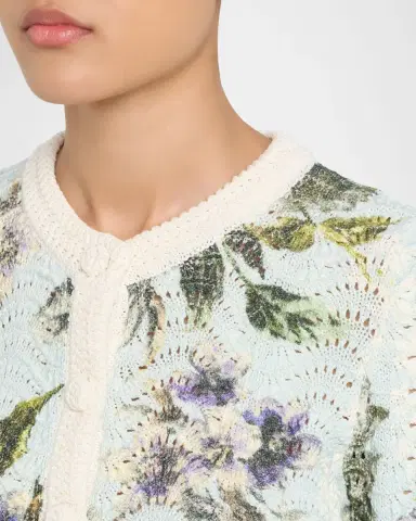 Cara Cara Jolene Floral Cotton Crochet Cropped Cardigan | Thumbnail 5