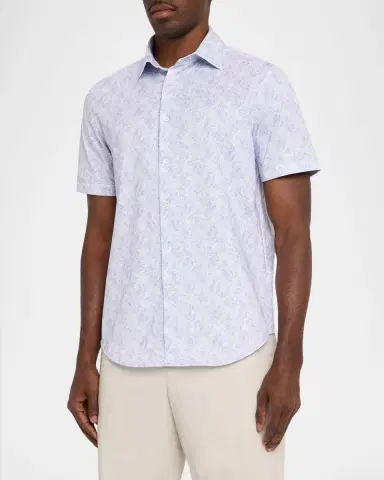 Bugatchi Men's Miles OoohCotton Leaf Print 8-Way Stretch Short-Sleeve Shirt | Thumbnail 4 Bugatchi Men's Miles OoohCotton Leaf Print 8-Way Stretch Short-Sleeve Shirt | Thumbnail 4