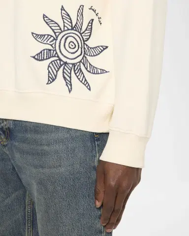 Scotch & Soda Men's Sun-Embroidered Cotton Crewneck Sweater | Thumbnail 4 Scotch & Soda Men's Sun-Embroidered Cotton Crewneck Sweater | Thumbnail 4
