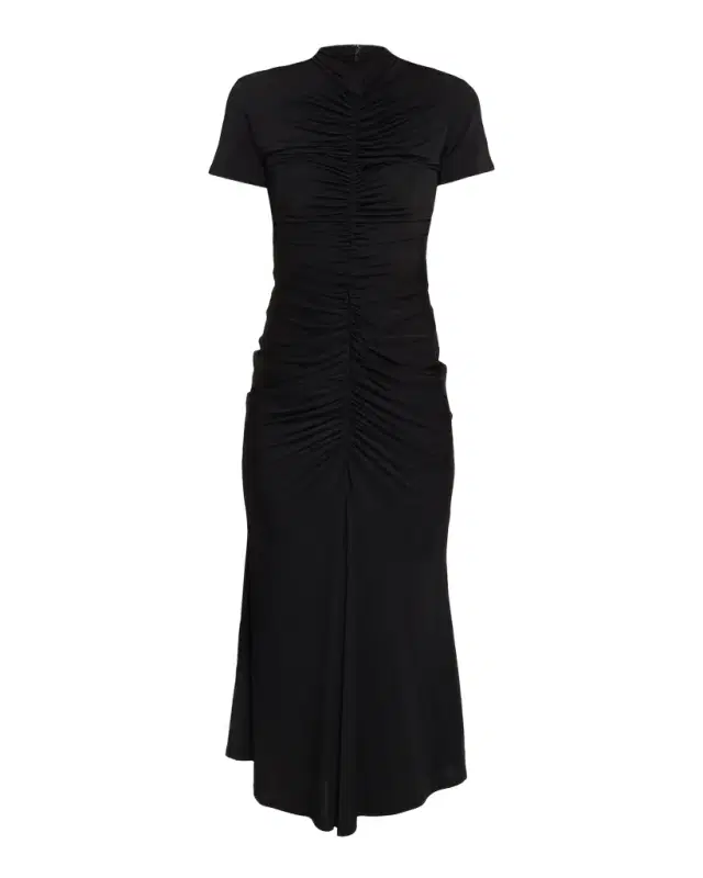 Gracelyn Ruched Mock-Neck Dress