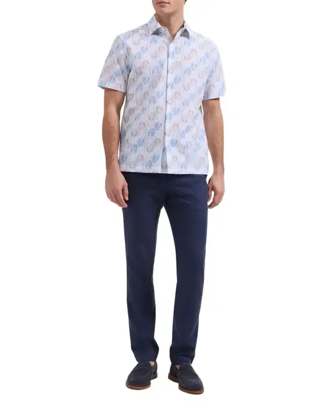 Men 's Orson Abstract-Print Cotton Seersucker Short-Sleeve Shirt