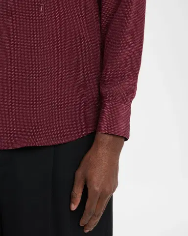 Saint Laurent Men's Micro-Printed Silk Sport Shirt with Small Cassandre | Thumbnail 5