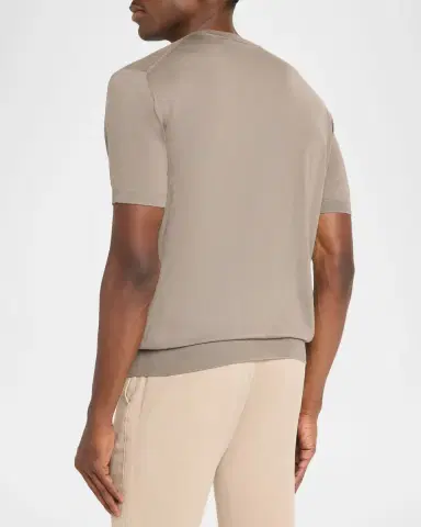 Stefano Ricci Men's Alpha Yarn Cashmere Short-Sleeve T-Shirt | Thumbnail 2