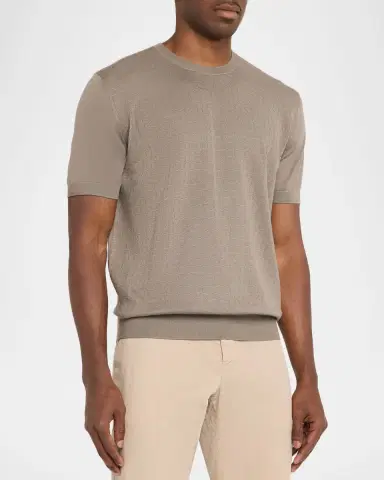 Stefano Ricci Men's Alpha Yarn Cashmere Short-Sleeve T-Shirt | Thumbnail 3