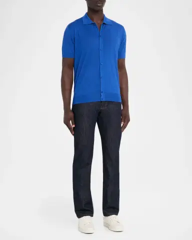 Stefano Ricci Men's Alpha Yarn Cashmere Short-Sleeve Polo | Thumbnail 2 Stefano Ricci Men's Alpha Yarn Cashmere Short-Sleeve Polo | Thumbnail 2