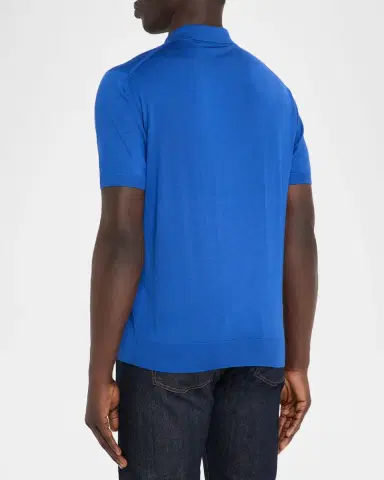Stefano Ricci Men's Alpha Yarn Cashmere Short-Sleeve Polo | Thumbnail 3 Stefano Ricci Men's Alpha Yarn Cashmere Short-Sleeve Polo | Thumbnail 3