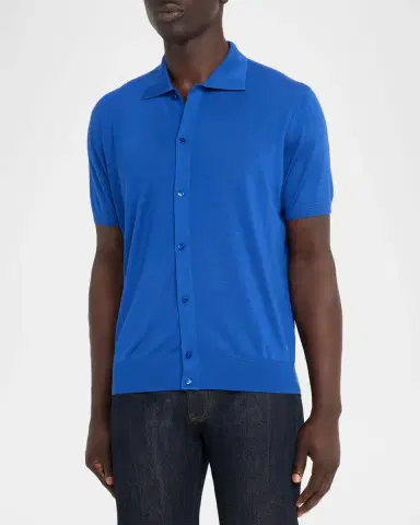 Stefano Ricci Men's Alpha Yarn Cashmere Short-Sleeve Polo | Thumbnail 4 Stefano Ricci Men's Alpha Yarn Cashmere Short-Sleeve Polo | Thumbnail 4