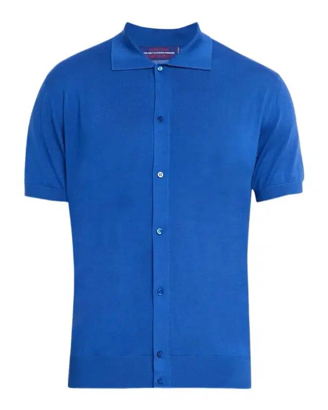 Men 's Alpha Yarn Cashmere Short-Sleeve Polo
