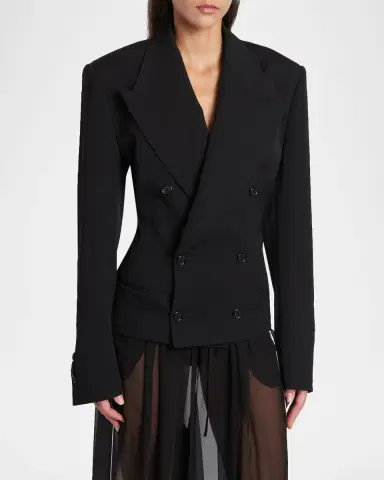 Dolce & Gabbana Exaggerated Shoulder Double-Breasted Silk Jacket | Thumbnail 2