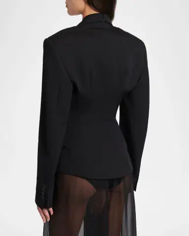 Dolce & Gabbana Exaggerated Shoulder Double-Breasted Silk Jacket | Thumbnail 4