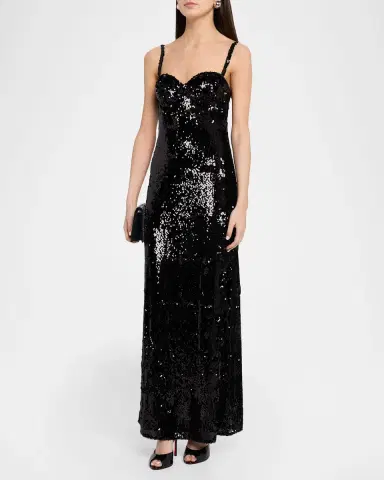 L'Agence Sayla Bias-Cut Sequined Gown | Thumbnail 4