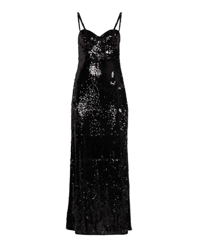 Sayla Bias-Cut Sequined Gown