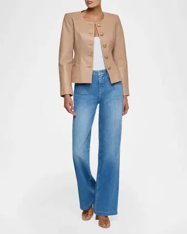 L'Agence Mariella Collarless Leather Jacket | Thumbnail 2 L'Agence Mariella Collarless Leather Jacket | Thumbnail 2