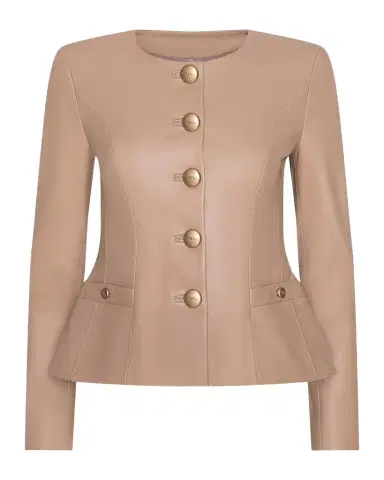 L'Agence Mariella Collarless Leather Jacket | Thumbnail 1 L'Agence Mariella Collarless Leather Jacket | Thumbnail 1