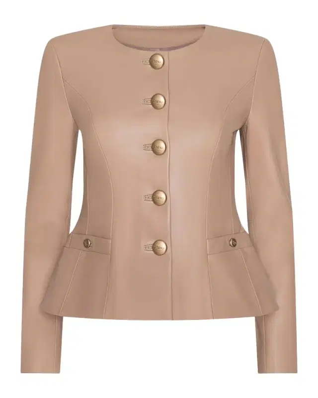 L 'Agence Mariella Collarless Leather Jacket