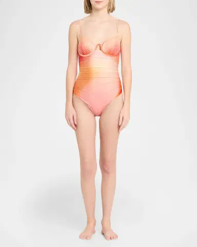 Simkhai Laine Ruched One-Piece Swimsuit | Thumbnail 2