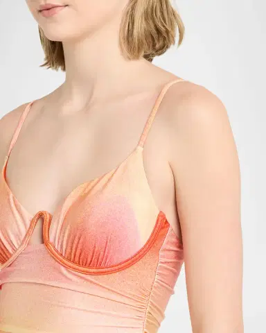Simkhai Laine Ruched One-Piece Swimsuit | Thumbnail 4