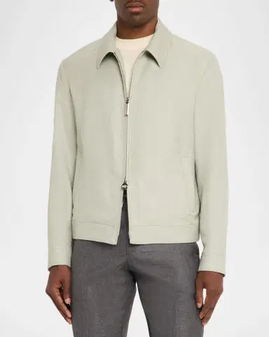 Stefano Ricci Men's Textured Cashmere-Blend Zip Jacket | Thumbnail 4