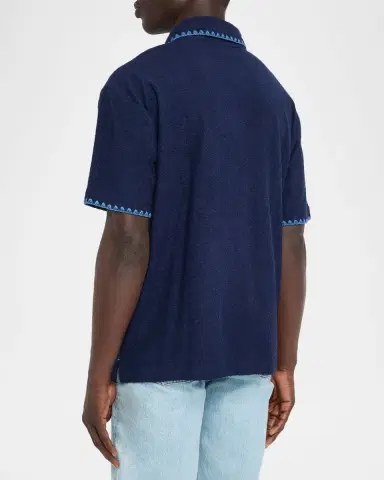 Scotch & Soda Men's Embroidered Trim Short-Sleeve Shirt | Thumbnail 3