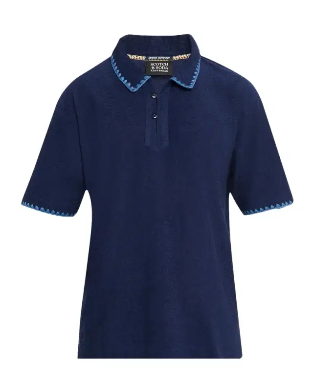 Scotch & Soda Men 's Embroidered Trim Short-Sleeve Shirt