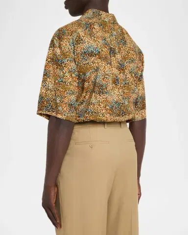 Saint Laurent Men's Confetti Viscose Short-Sleeve Shirt | Thumbnail 3