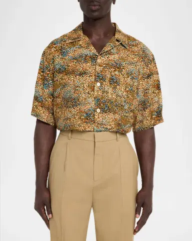 Saint Laurent Men's Confetti Viscose Short-Sleeve Shirt | Thumbnail 4