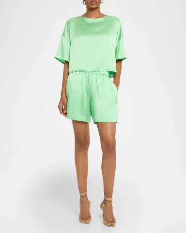 Sablyn Brynn High-Rise Pull-On Silk Shorts | Thumbnail 2 Sablyn Brynn High-Rise Pull-On Silk Shorts | Thumbnail 2