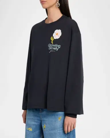 Ganni Embroidered Long-Sleeve Tee | Thumbnail 4 Ganni Embroidered Long-Sleeve Tee | Thumbnail 4