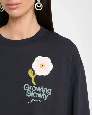 Ganni Embroidered Long-Sleeve Tee | Thumbnail 5 Ganni Embroidered Long-Sleeve Tee | Thumbnail 5
