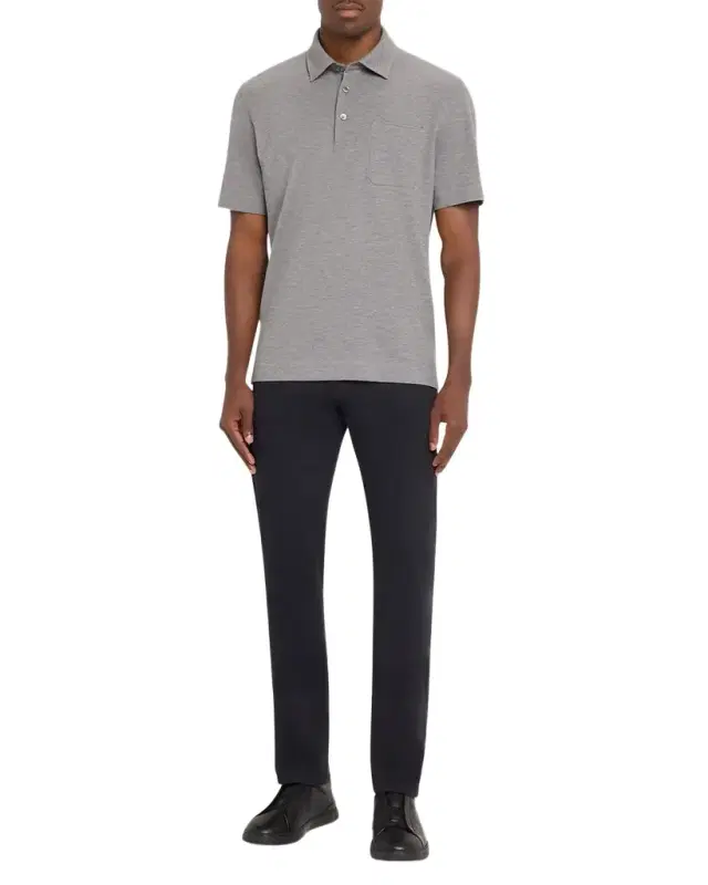 ZEGNA Men's Pure Cotton Piqué Polo Shirt