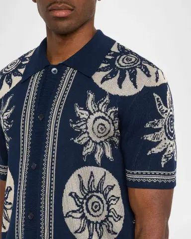 Scotch & Soda Men's Sun Motif Knit Short-Sleeve Shirt | Thumbnail 5