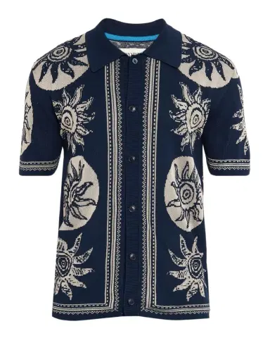 Scotch & Soda Men's Sun Motif Knit Short-Sleeve Shirt | Thumbnail 1