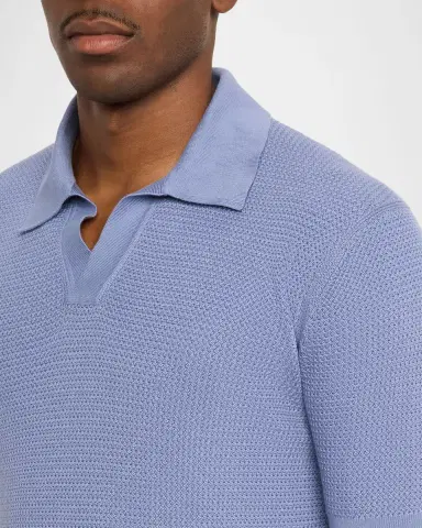 ZEGNA Men 's Premium Cotton Knit Johnny-Collar Polo Shirt | Thumbnail 4 ZEGNA Men 's Premium Cotton Knit Johnny-Collar Polo Shirt | Thumbnail 4
