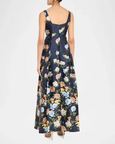 SACHIN & BABI Aurora Pleated Floral-Print Mikado Gown | Thumbnail 3 SACHIN & BABI Aurora Pleated Floral-Print Mikado Gown | Thumbnail 3