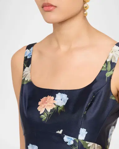 SACHIN & BABI Aurora Pleated Floral-Print Mikado Gown | Thumbnail 5 SACHIN & BABI Aurora Pleated Floral-Print Mikado Gown | Thumbnail 5