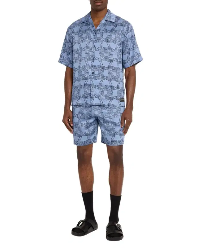 Men 's Logo Horseshoe-Printed Short-Sleeve Shirt