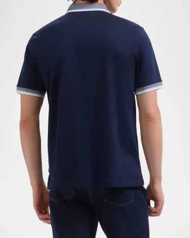 Bugatchi Men's Tipped Knit-Trim Quarter-Zip Polo Shirt | Thumbnail 2 Bugatchi Men's Tipped Knit-Trim Quarter-Zip Polo Shirt | Thumbnail 2
