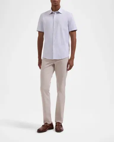 Bugatchi Men's Miles Geometric-Print OoohCotton Short-Sleeve Shirt | Thumbnail 2