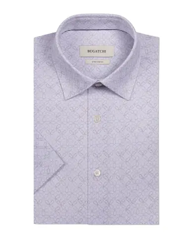 Bugatchi Men's Miles Geometric-Print OoohCotton Short-Sleeve Shirt | Thumbnail 1
