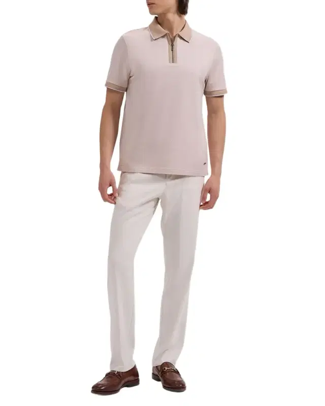 Men 's Micro-Check Quarter-Zip Polo Shirt