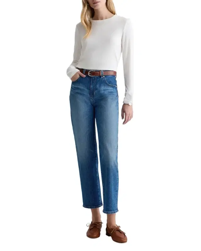 Brinley Mid-Rise Straight Cropped Jeans